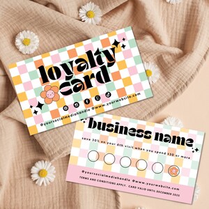 Retro Loyalty Card Template, Editable Customer Punch Card, Rewards Card ...