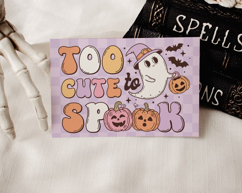 Retro Ghost Thank You Card Canva Template, Editable Halloween Business ...
