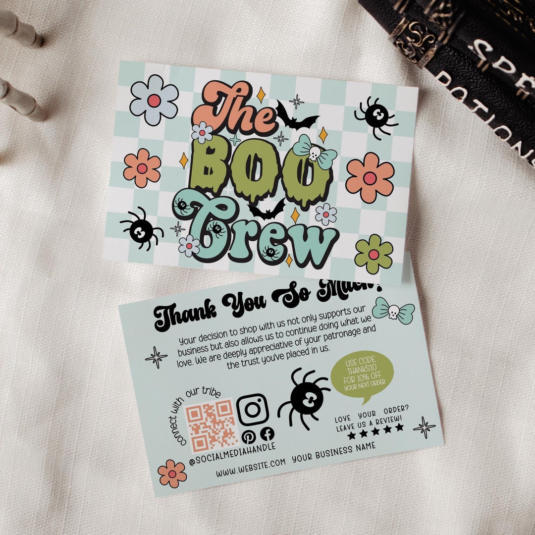 Retro Halloween Business Thank You Card Canva Template, Editable Fall ...