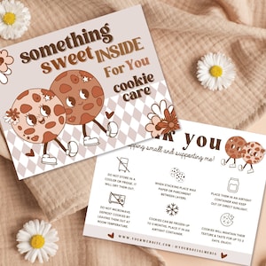 Cookie Care Card Canva Template, Baking Instructions Card, Editable Thank You Card, Cute Bakery Business Package Insert Card Printable COOK
