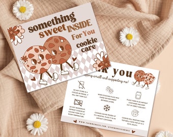 Cookie Care Card Canva Template, Baking Instructions Card, Editable Thank You Card, Cute Bakery Business Package Insert Card Printable COOK