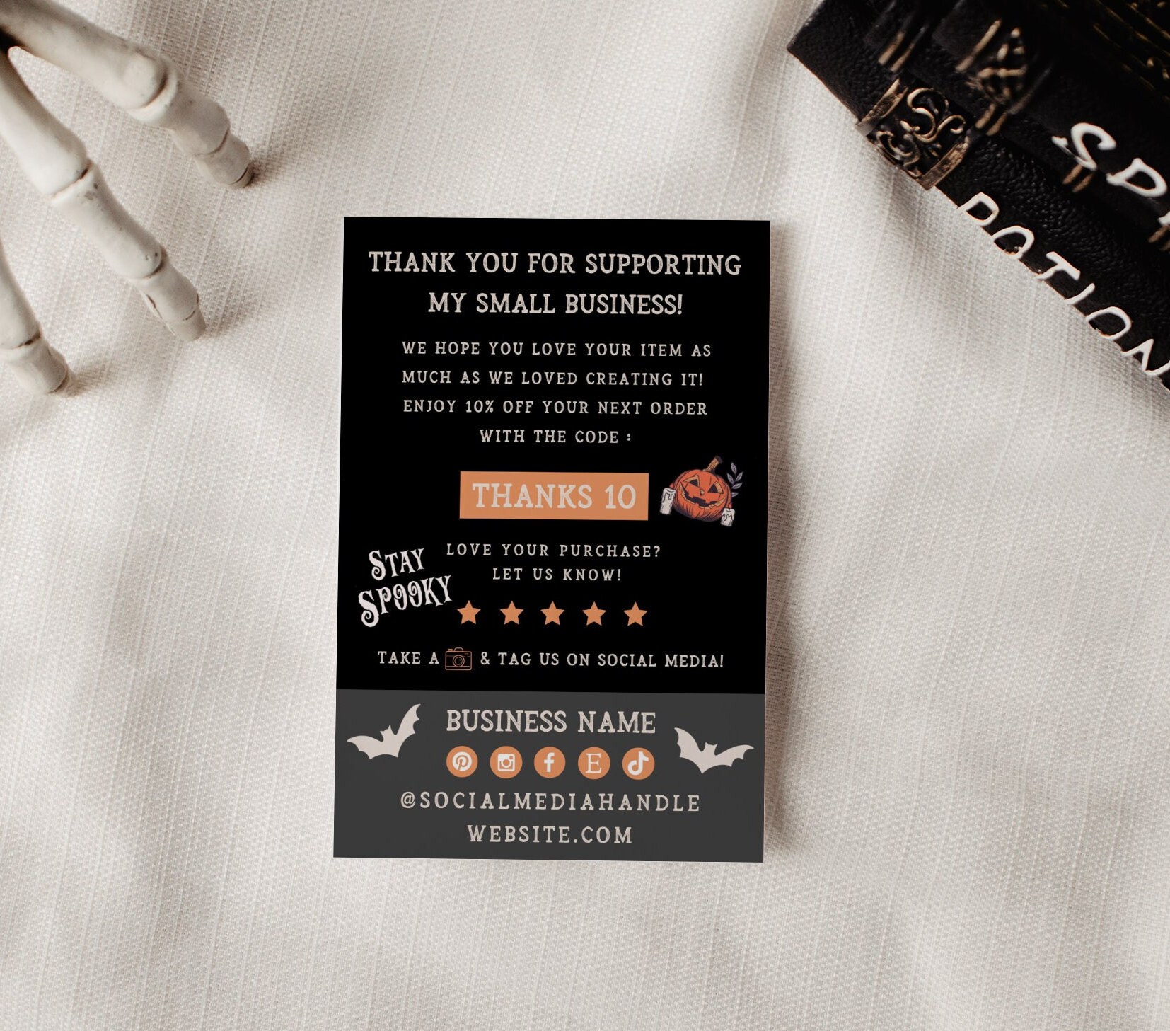 Gothic Business Thank You Card Canva Template, Editable Halloween Thank ...