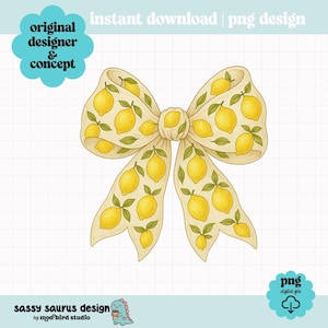 Zitronen Schleife PNG Sublimationsdesign, Pink Limonade Clipart, Sommer Küche Kunstdruck, Kawaii Obst Digital Download, Retro Wandkunst, trendy