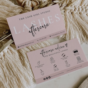 Printable Modern Lash Aftercare Card Template, Lash Business Card, Editable Lash Extension Card, Lash Care Card, Eyelashes Care Card, Canva
