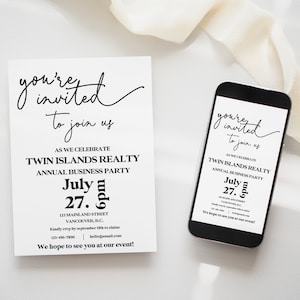 Modern Business Invitation Canva Template, DIY Special Event Invitation, Digital You're Invited, Electronic Invitation, Text Invitation-MIA