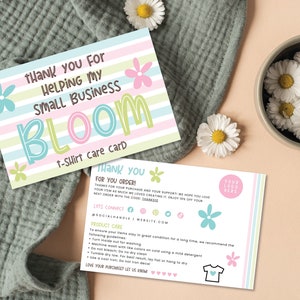 Apparel Care Instructions Card, Business Thank You Template, Washing Instructions Card, T-shirt Care Card, Product Care Instructions Canva