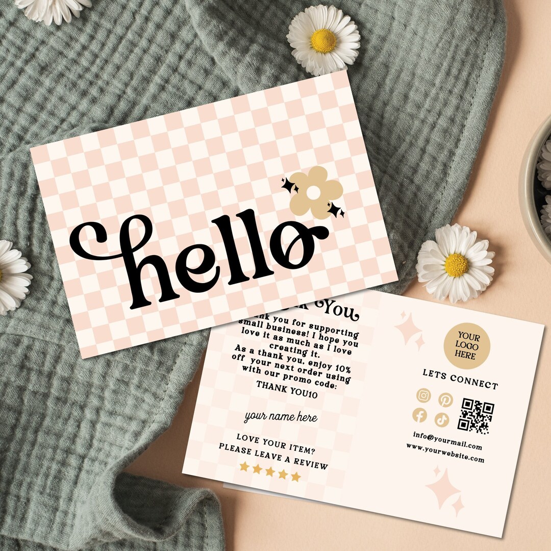 Retro Thank You Card Template Canva | Groovy Package Insert ...