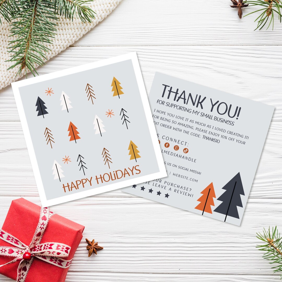 Boho Christmas Business Thank You Card Template Canva, Holiday ...