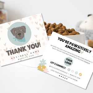 Editable Small Business Dog Thank You Card Template, Printable Puppy Thank You Card, Order Package Insert, Pet Shop Branding, Canva