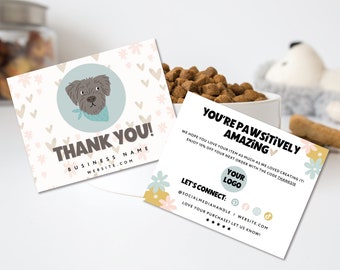 Editable Small Business Dog Thank You Card Template, Printable Puppy Thank You Card, Order Package Insert, Pet Shop Branding, Canva