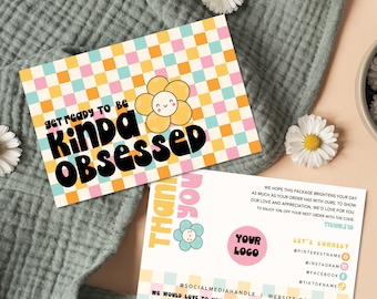 Retro Thank You Card Template Canva, Editable Small Business 70s Groovy ...