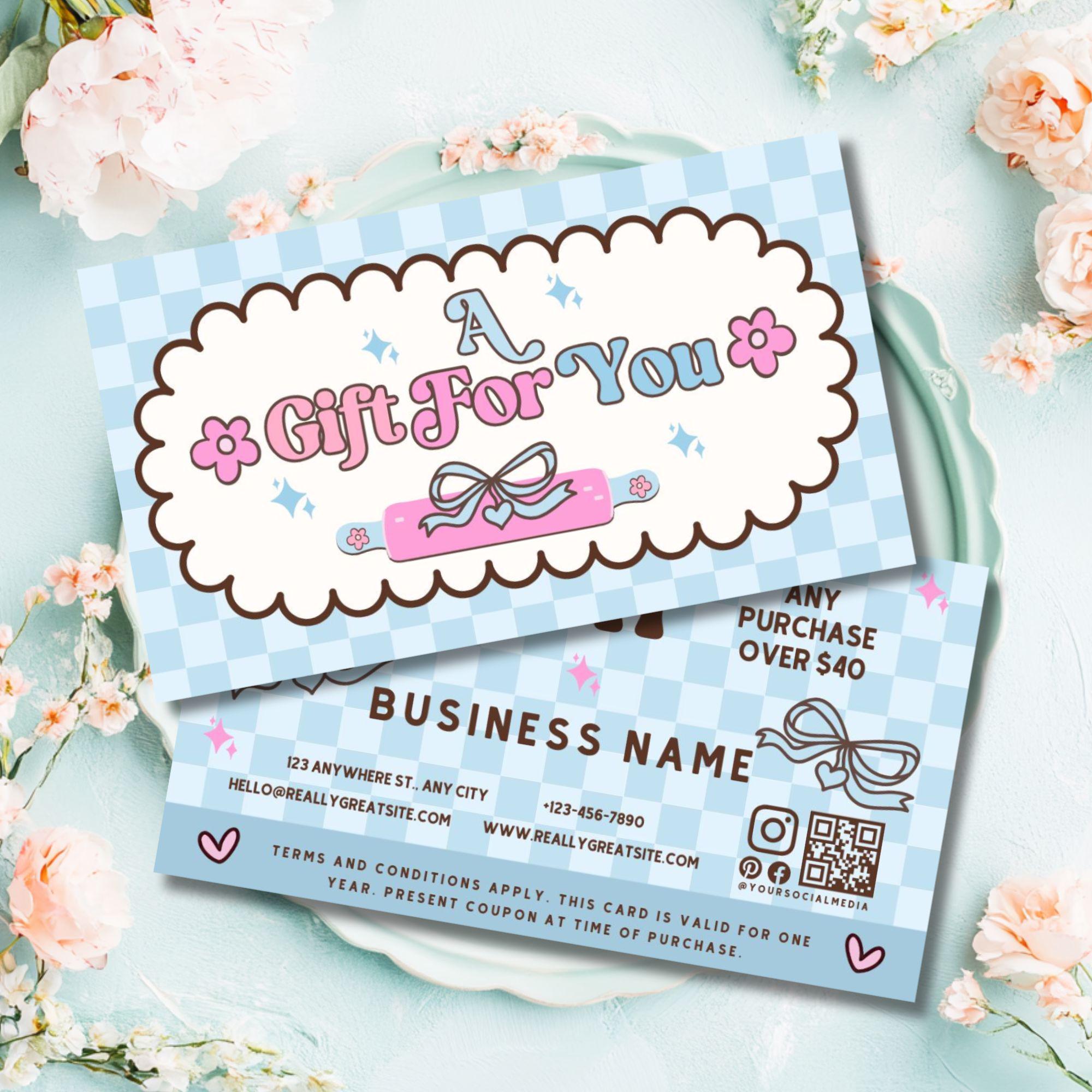 Coquette Bakery Loyalty Card Template, Editable Canva Discount Card ...