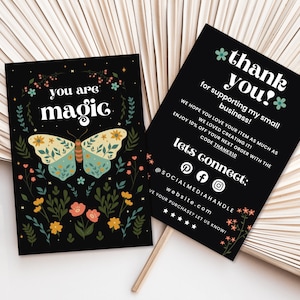 Printable Thank You Cards Business Template, Small Business Thank You For Your Purchase, Retro Butterfly Customer Packaging Insert Note