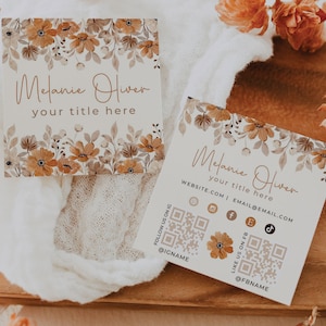 Boho Business Card Template, Bohemian Printable Square Business Card Design, DIY Calling Card, Business Branding, DIY Canva Template