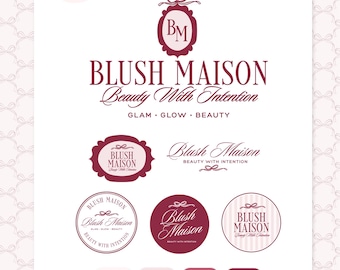 Elegant Bow Monogram Logo Template, Editable Canva Branding Kit, Luxury Feminine Business Logo, DIY Boutique Brand Design - AVA
