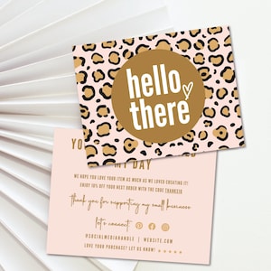 Leopard Print Small Business Thank You Card, Animal Print Thank You Card Template, Thank You For Your Order, Thank You Insert Card, Canva
