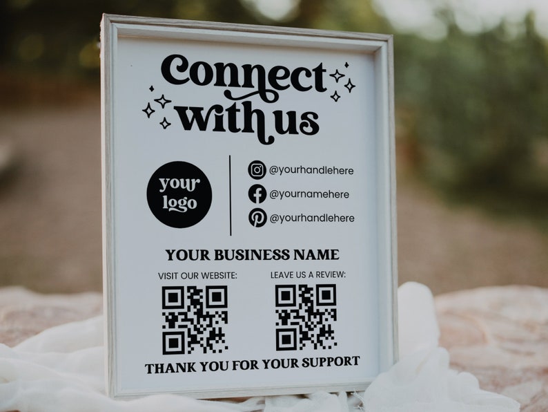 Social Media Sign Template, QR Code Sign, Editable Small Business Sign ...