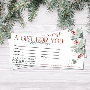 Modèle de chèque-cadeau de Noël, chèque-cadeau imprimable bricolage, carte-cadeau modifiable pour les fêtes, modèle de chèque-cadeau de salon de spa