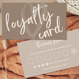 Loyalty Card Template, Instant Download, Modern Customer Loyalty Cards, Editable Rewards Card Design, Printable Loyalty Cards Canva image 1
