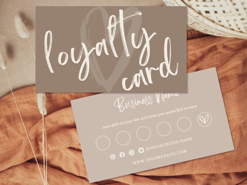 Loyalty Card Template, Instant Download, Modern Customer Loyalty Cards, Editable Rewards Card Design, Printable Loyalty Cards Canva image 1