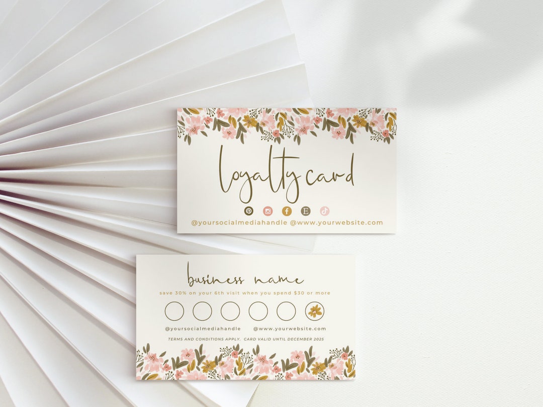Loyalty Card Template, Instant Download, Modern Customer Loyalty Cards, Editable Rewards Card ...