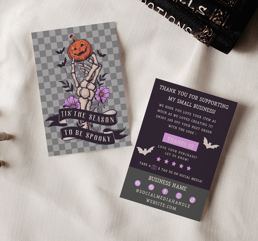 Gothic Business Thank You Card Canva Template, Editable Halloween Thank ...