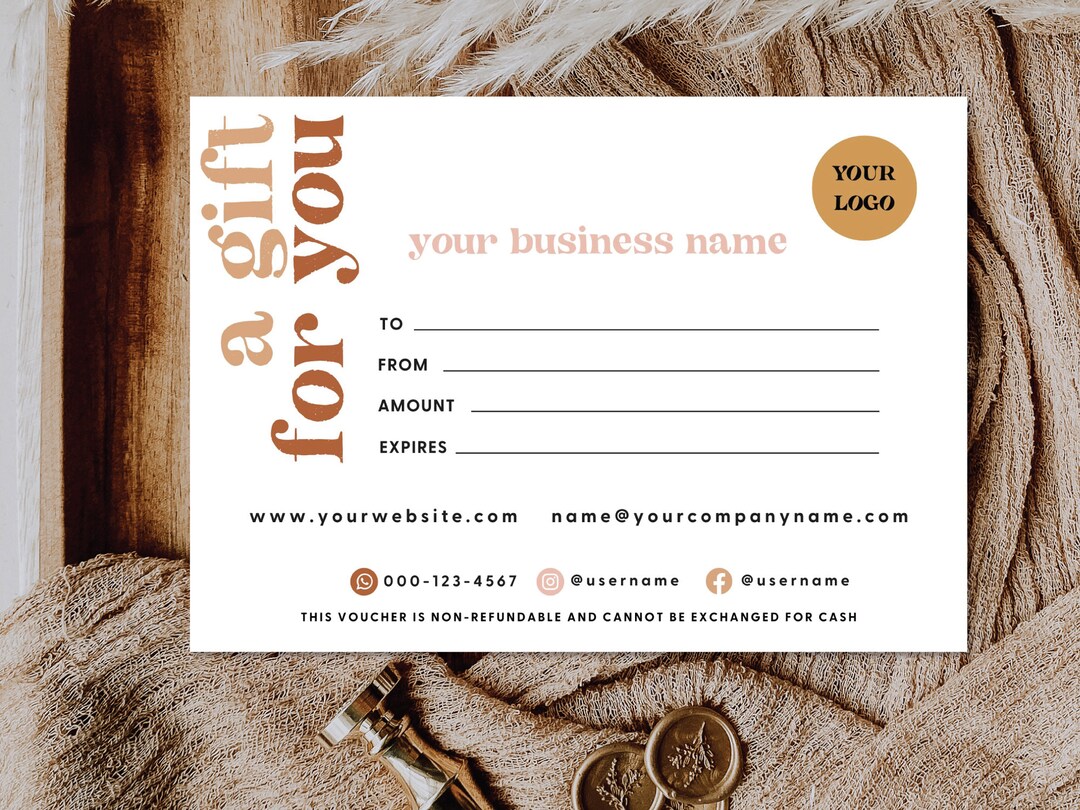 Editable Gift Certificate Template, DIY Printable Gift Voucher ...