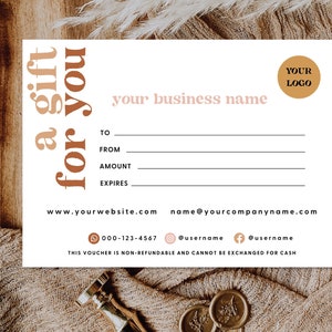 Editable Gift Certificate Template, DIY Printable Gift Voucher Certificate, Editable Gift Card, Spa Gift Certificate, Printable Template