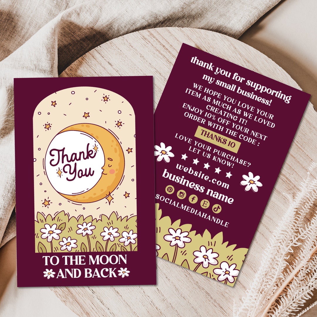 Tarot Business Thank You Card Template Canva, Celestial Editable Thanks ...