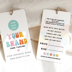 Editable Price Tag Template, Product Tags, Minimalist Product Tag, Custom Clothing Hang Tag, Business Hang Tag, Boutique Tag Canva Template