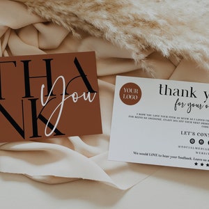 Terracotta Small Business Thank You Card, Editable Thank You Card Template, BohoThank You For Your Order, Modern Thank You Package Insert
