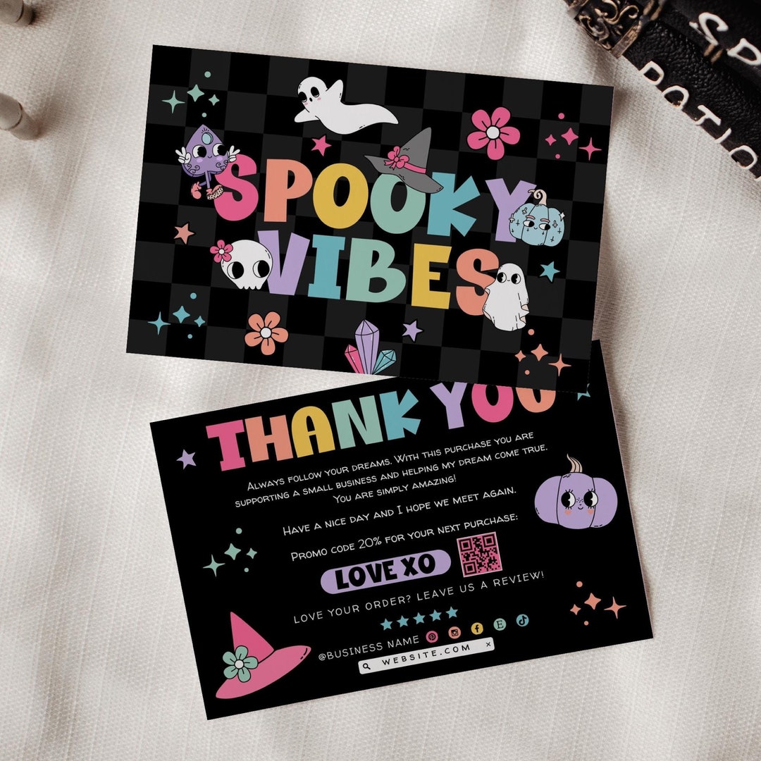 Pastel Goth Ghost Halloween Business Thank You Card Canva Template ...
