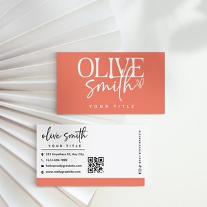 Business Card Template QR Code, Instant Download, Printable Business Card Template, DIY Calling Card, Editable Card, Canva Template