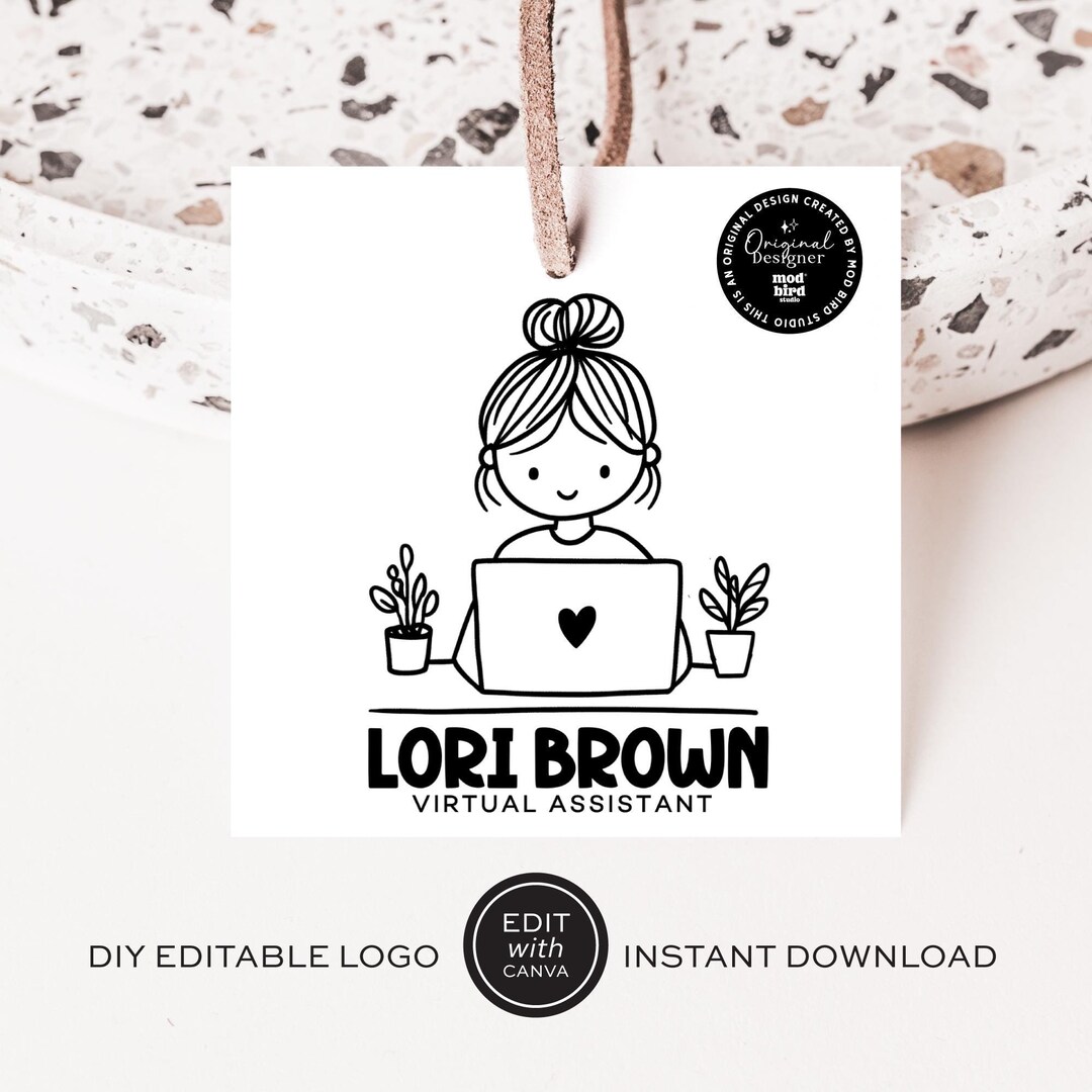 Premade Girl Logo Design Canva, Feminine Logo Template, DIY Virtual ...