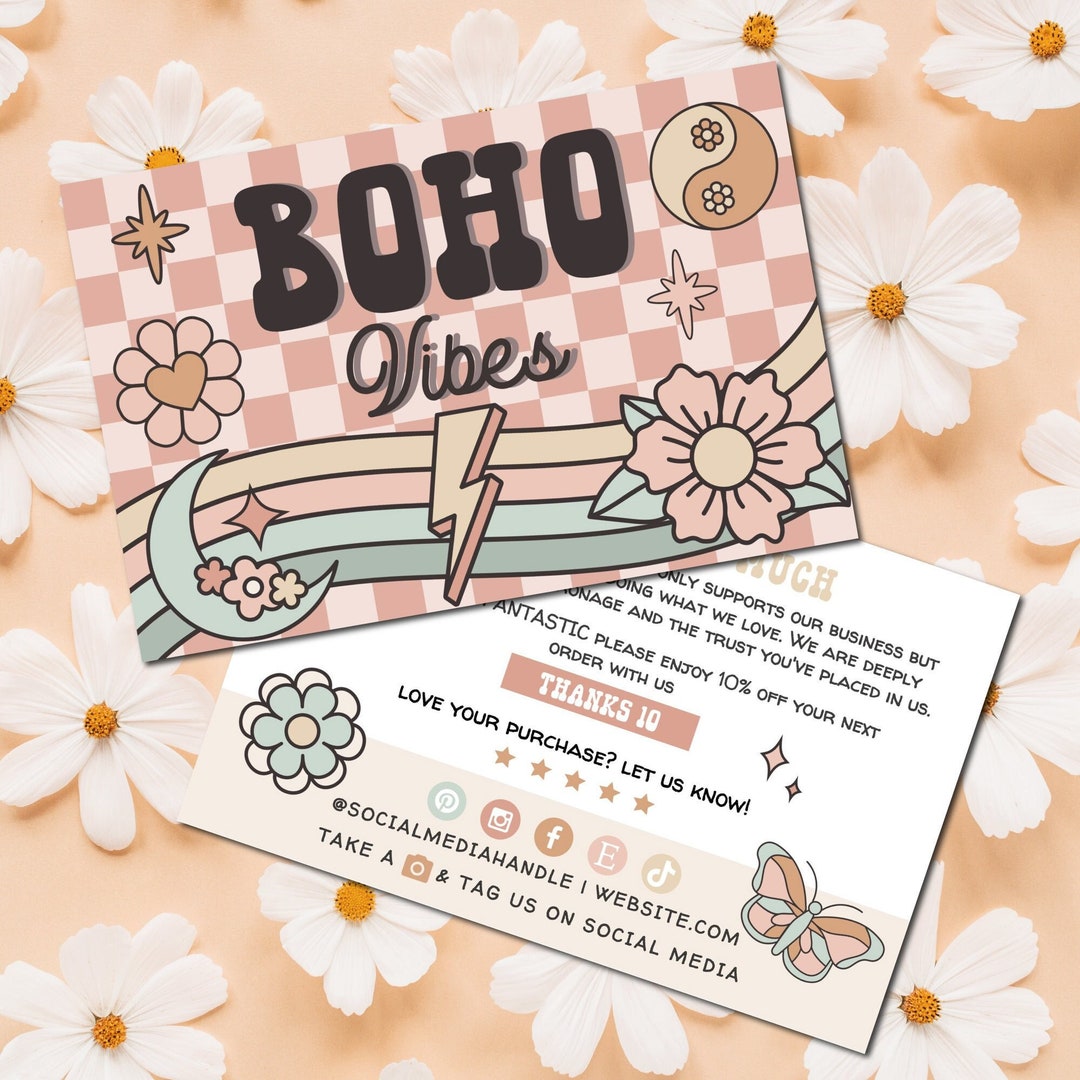 Editable Boho Rainbow Business Thank You Card Template, Y2K Printable ...