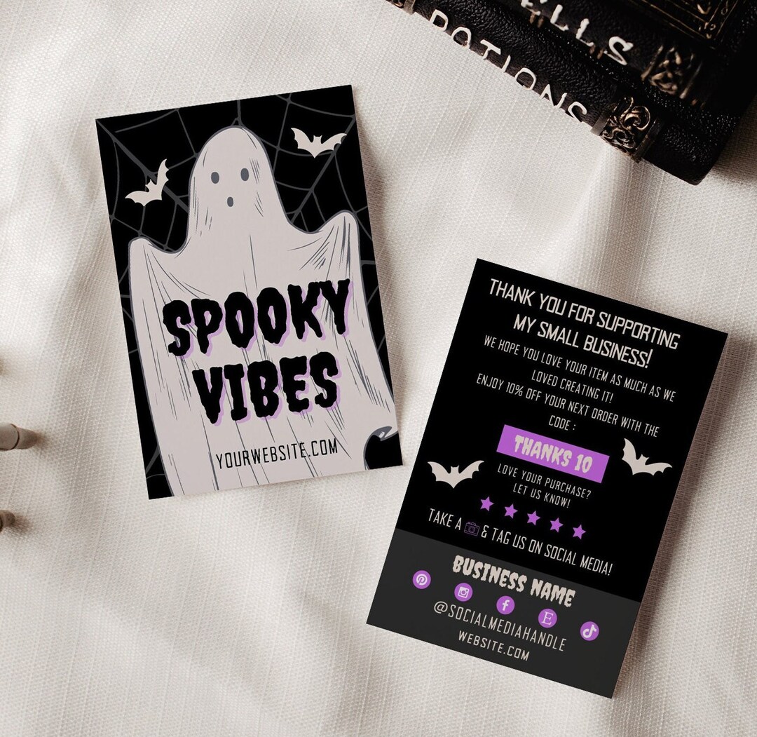 Halloween Business Thank You Card Template Canva, Editable Ghost Small ...