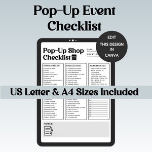 Pop-Up Shop Checklist Canva Template, Checklist For Vendor Booth, Craft Show Checklist, Flea Market Checklist, Vendor Event Planner