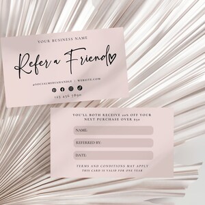 Refer A Friend Business Card Template, Printable Referral Discount Card, Rewards Card, Client Referral Card, Editable Rewards Card, Canva