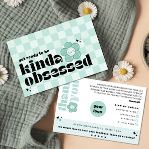 Retro Thank You Card Template Canva, Editable Small Business 70s Groovy Thank You Card, Cute Package Insert, Printable Daisy Thank You Card