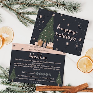 Modern Rustic Boho Christmas Tree Business Thank You Canva Template, DIY Holiday Printable Thanks For Your Purchase, Editable Package Insert