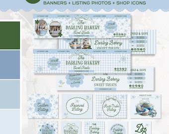 Cottagecore Etsy Shop Branding Kit, Coquette Bow Canva Templates, Editable Etsy Banner Set, Shop Icons & Listing Photos - FERN