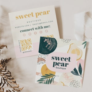 Boho Business Card Template, Bohemian Printable Square Business Card Design, DIY Calling Card, Business Branding, DIY Canva Template