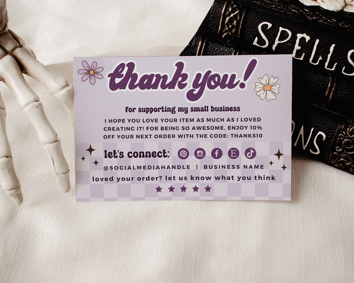 Editable Retro Groovy Halloween Business Thank You Card Canva Template ...