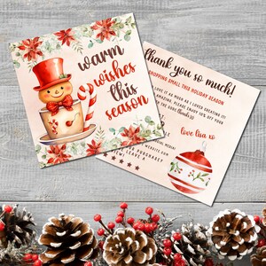 Watercolor Christmas Business Thank You Card Template Canva, Holiday Printable Thanks For Your Purchase Card, DIY Christmas Package Insert