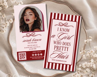 Hair Stylist Business Card Canva Template, Editable QR Code Hairdresser Card, Luxury Salon Branding - AVA