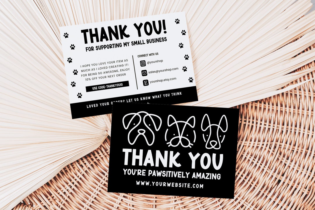 Pet Thank You Card Template, Dog Thank You Card, Pet Business Card, Cat ...