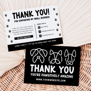 Pet Thank You Card Template, Dog Thank You Card, Pet Business Card, Cat Thank you Card, Printable, Printable Paw Print Thank You Card, Canva