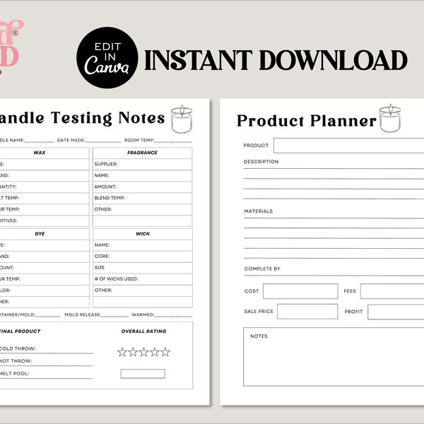 Candle Notes Sheet Etsy
