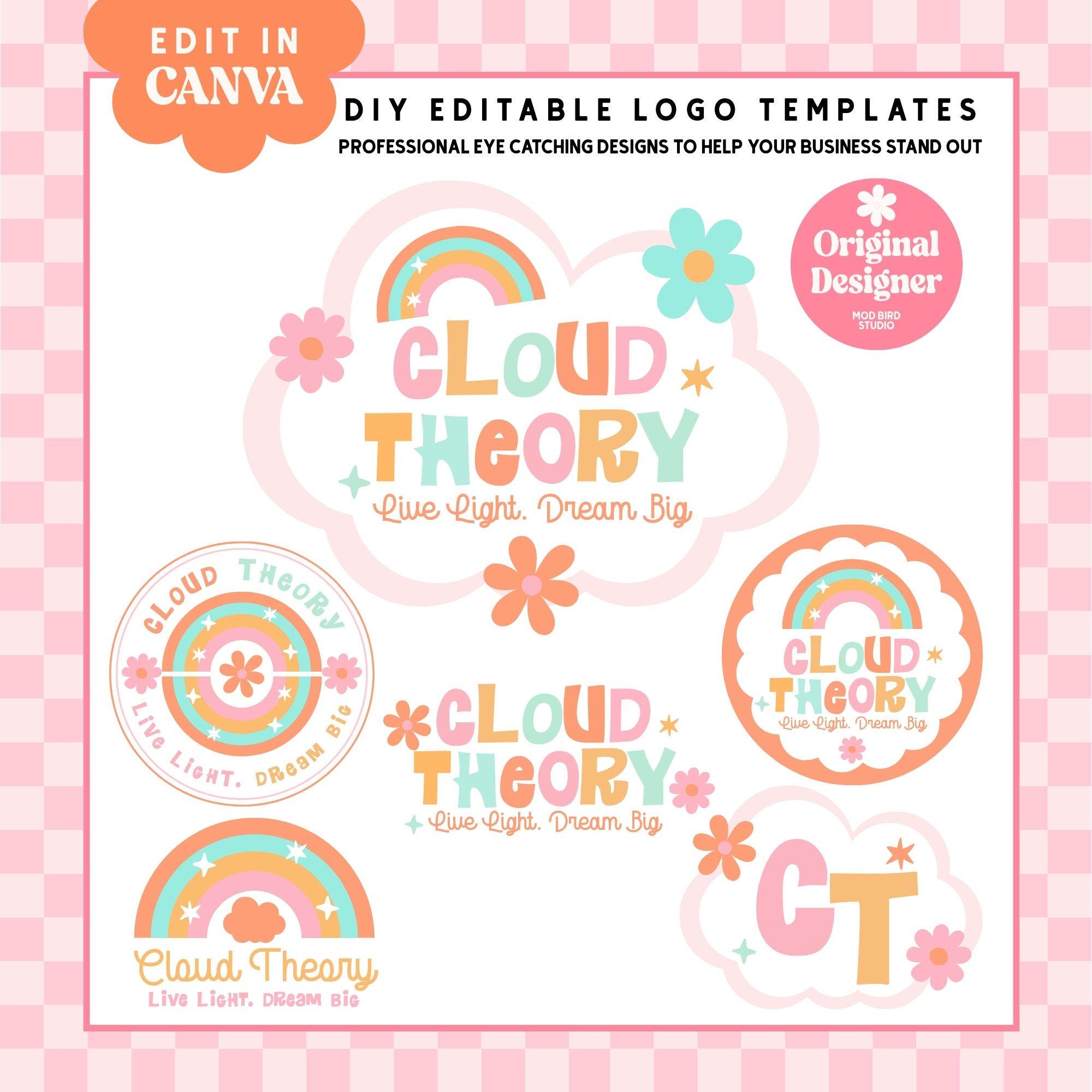 Editable Rainbow Logo, Canva Logo Template for Small Business, Colorful ...