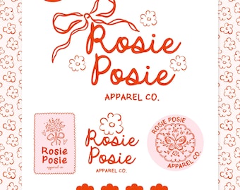 Coquette Boutique Logo Canva Template, Retro Floral Business Branding Kit, Feminine Apparel Logo Design, Editable Small Business Logo-SURI
